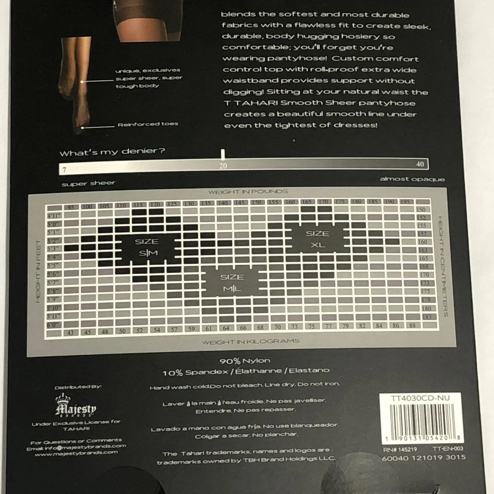 T. Tahari Sheer Control Top Pantyhose - Nude M/L - Picture 5 of 7